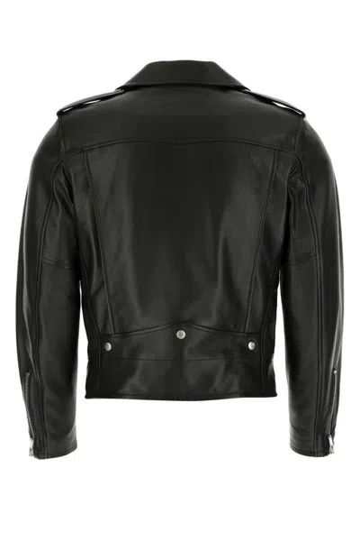 Saint Laurent Black Biker Jacket With Zipped Pockets In Smooth Leather Man