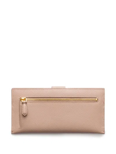 Prada Large Saffiano And Leather Wallet In Pink