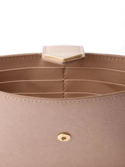 Prada Large Saffiano And Leather Wallet In Pink