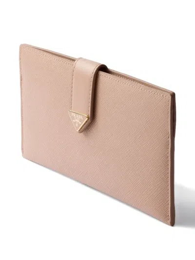 Prada Large Saffiano And Leather Wallet In Pink