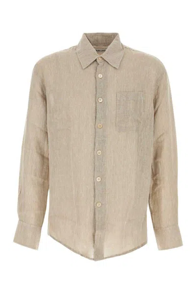Our Legacy Textured Fabric Long Sleeves Chest Pocket Shirt In Nude