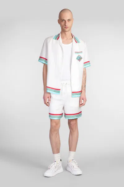 Casablanca Mens Casa Way World Series Relaxed-fit Striped Silk Shorts