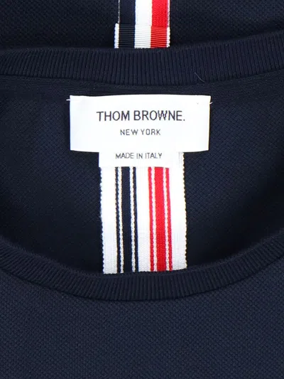 Thom Browne Crew Neck Cotton T-shirt With Distinctive Logo