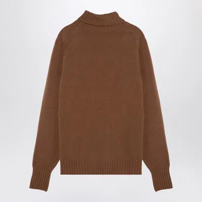 Drumohr Camel-coloured Turtleneck Sweater In Wool
