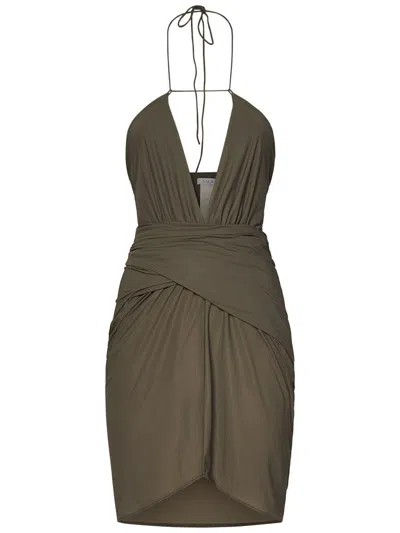 Amazuìn Amazuin Olive Green Mini Dress With Crossover Front