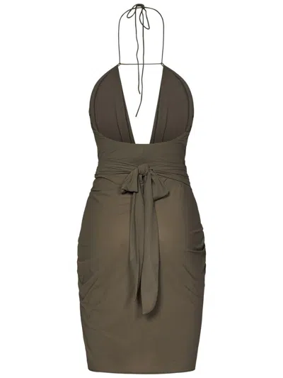 Amazuìn Amazuin Olive Green Mini Dress With Crossover Front
