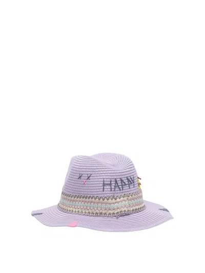 The Hat Gang Happy Embroidered Paper Hat In Purple