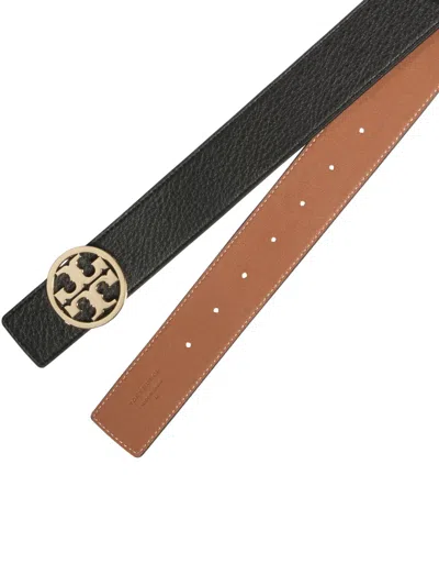 Tory Burch Miller Reversible Leather Belt In Black