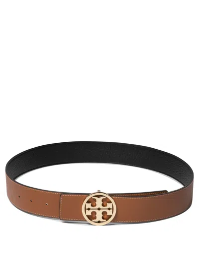 Tory Burch Miller Reversible Leather Belt In Black