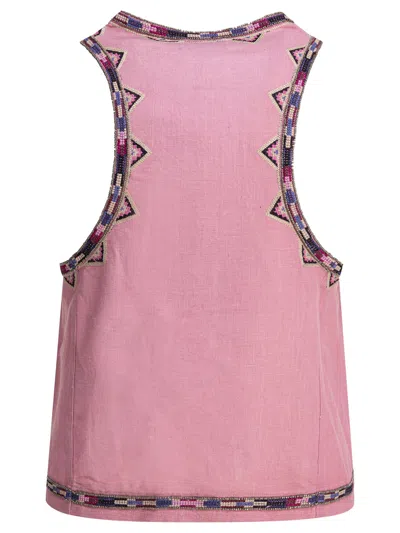 Isabel Marant Embroidered Sleeveless Tank Top In Pink