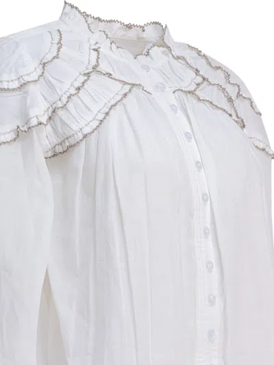 Isabel Marant Étoile Delicate Ruffled White Shirt With Button-down Front In White