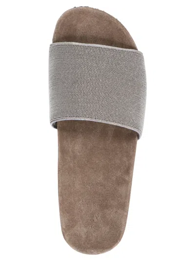 Brunello Cucinelli Monile Sandals Gray In Gray