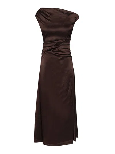 Staud One-shoulder-maxikleid Phare Aus Baumwolle In Brown