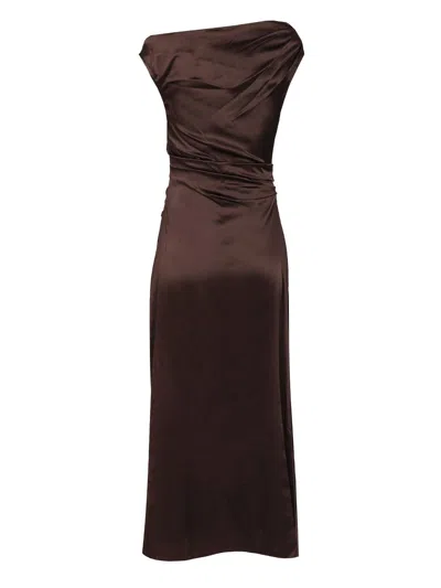 Staud One-shoulder-maxikleid Phare Aus Baumwolle In Brown