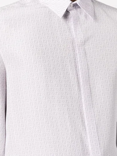 Fendi Silk Shirt With Micro Ff Karligraphy Pattern