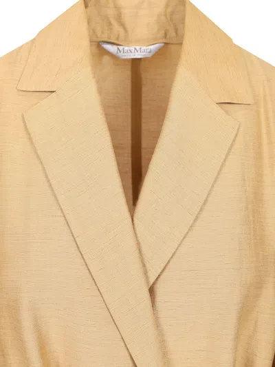 Max Mara Linen And Silk Canvas Overcoat Dresses Gold