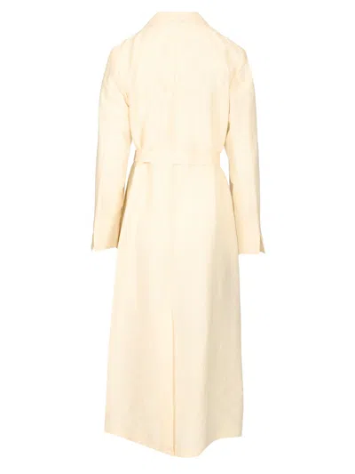 Max Mara Linen And Silk Canvas Overcoat Dresses White