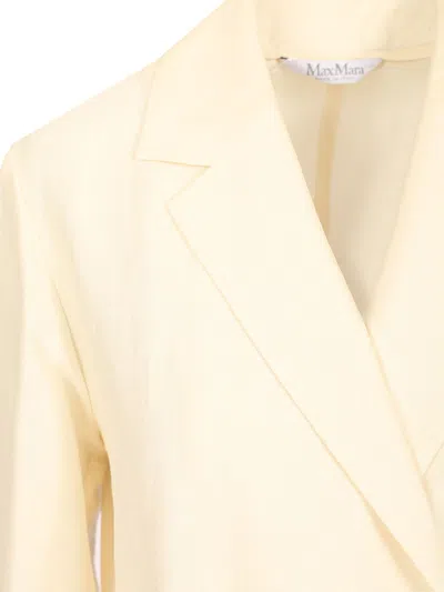 Max Mara Linen And Silk Canvas Overcoat Dresses White