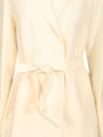 Max Mara Linen And Silk Canvas Overcoat Dresses White