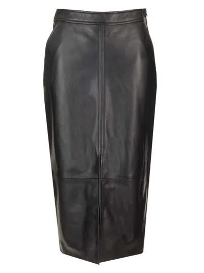 Arma Midi Black Skirt With Front Slit