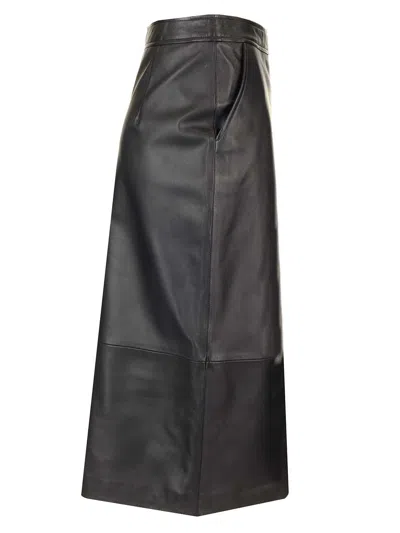 Arma Midi Black Skirt With Front Slit