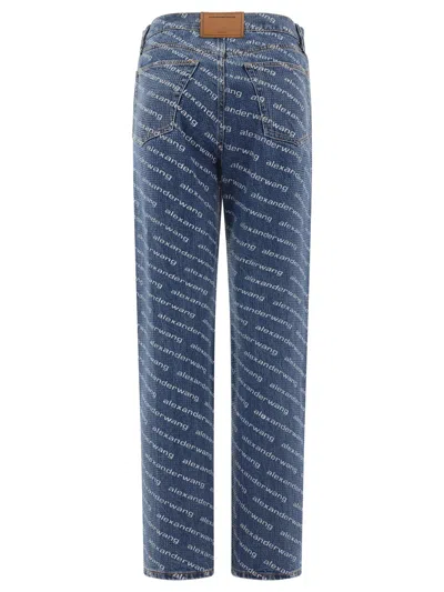 Alexander Wang With Logo Crystal Hotfix Jeans Blue