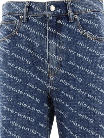Alexander Wang With Logo Crystal Hotfix Jeans Blue