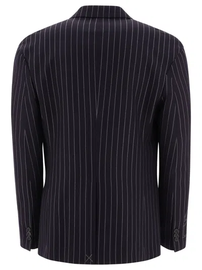 Off-white Pinstriped Blazer With Structured Silhouette