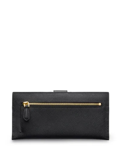 Prada Large Saffiano And Leather Wallet In Brown