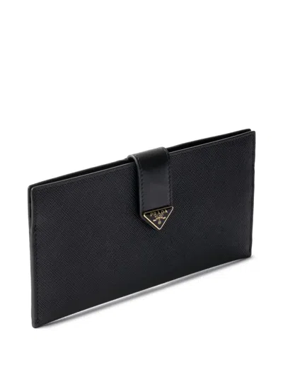 Prada Large Saffiano And Leather Wallet In Brown