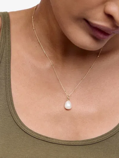 Monica Vinader Gold Baroque Pearl Pendant Pearl In Silver