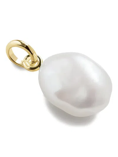 Monica Vinader Gold Baroque Pearl Pendant Pearl In Silver