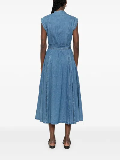 Polo Ralph Lauren Womens Indigo Belted Sleeveless Denim Midi Dress In Blue