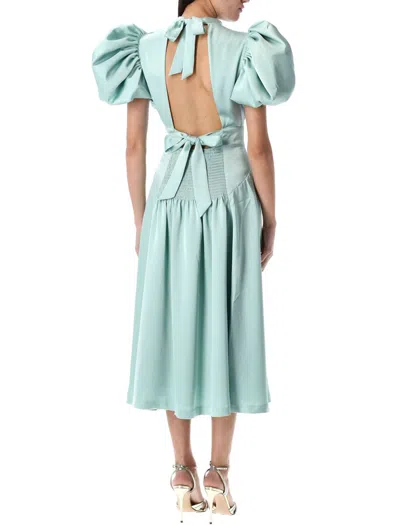 Rotate Birger Christensen Rotate Birgerchristensen Satin Puff Midi Dress In Blue