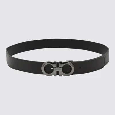 Ferragamo Men Gancini Adjustable And Reversible Belt In Black