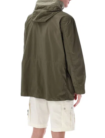 Stone Island Short Parka With Protective Hood In Green