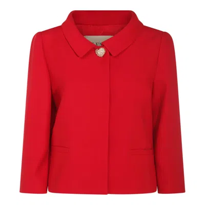 Valentino Womens Paris Heart-button Relaxed-fit Wool And Silk Jacket In Red