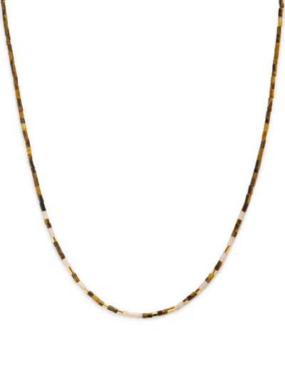 Monica Vinader Womens Brown Delphi Gemstone 18ct Yellow Gold Vermeil And Tiger Eyes Beaded Necklac In Brown