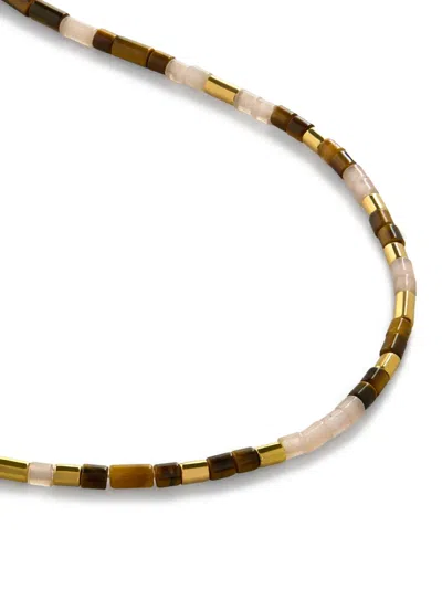 Monica Vinader Womens Brown Delphi Gemstone 18ct Yellow Gold Vermeil And Tiger Eyes Beaded Necklac In Brown