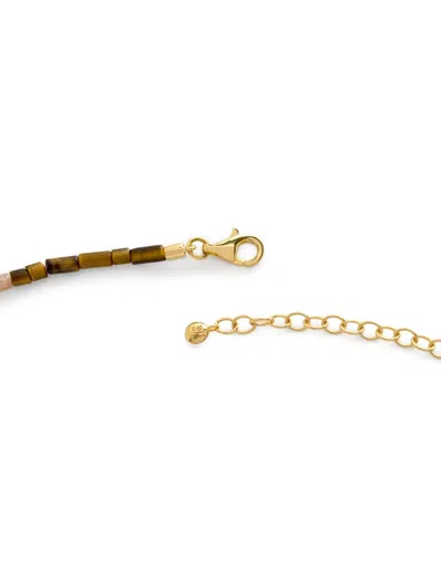 Monica Vinader Womens Brown Delphi Gemstone 18ct Yellow Gold Vermeil And Tiger Eyes Beaded Necklac In Brown