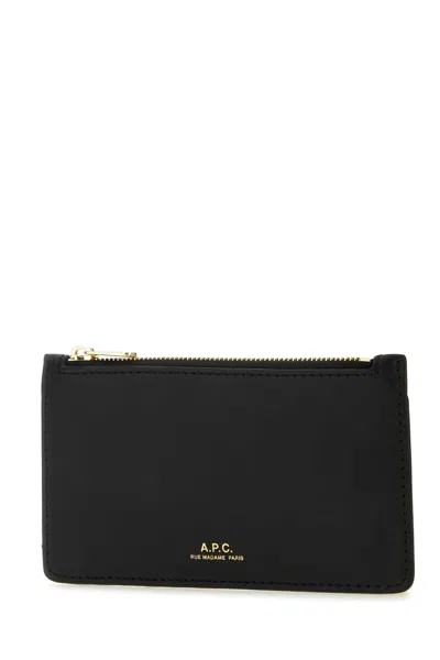 Apc A.p.c. Women Black Leather Willow Card Holder