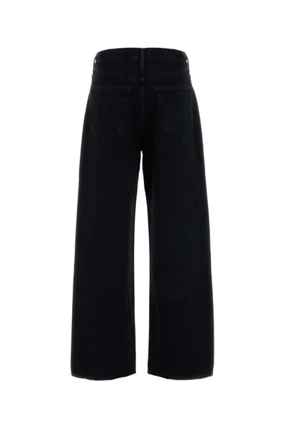 Agolde Black Denim Crushed Jeans In Black
