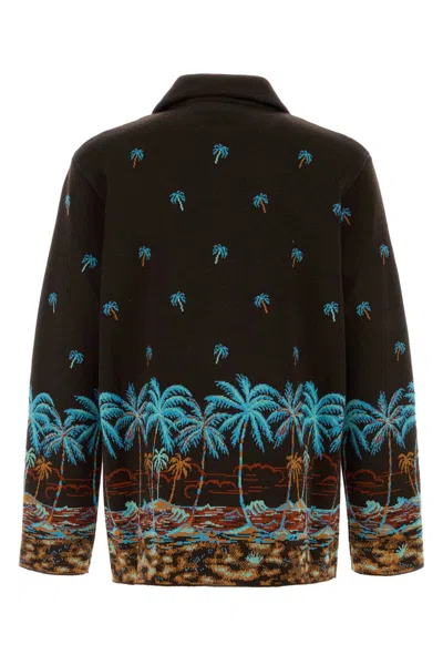 Alanui Wool Cardigan With Embroidered Palm Tree In Multi