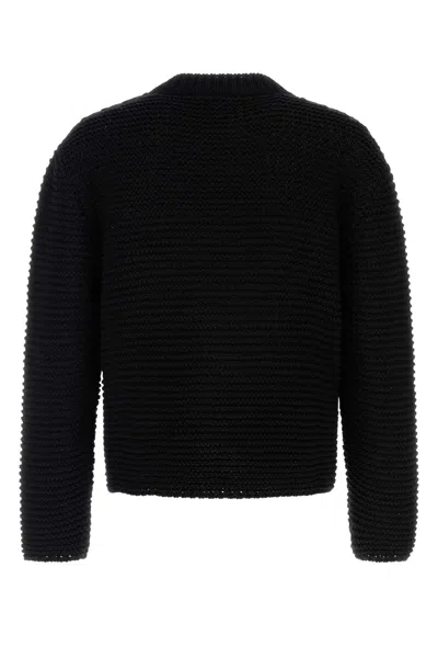 Alexander Mcqueen Mcqueen Textured Cotton Sweater With Inlaid Logo In Black