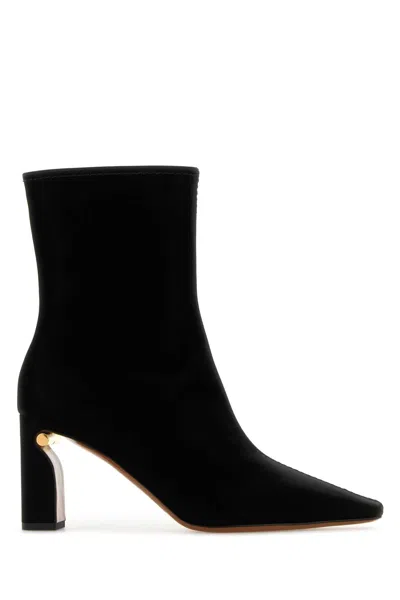 Alexander Mcqueen Ankle Boots Fabric Pointed Toe In Black
