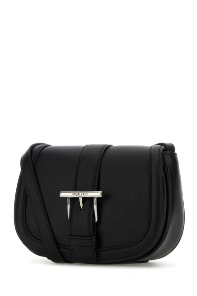 Alexander Mcqueen Black Leather Mini Satchel Crossbody Bag