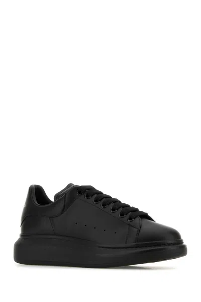 Alexander Mcqueen Black Sneakers With Logo Lettering On The Rear And Oversize Rubber Sole In Leather In Black