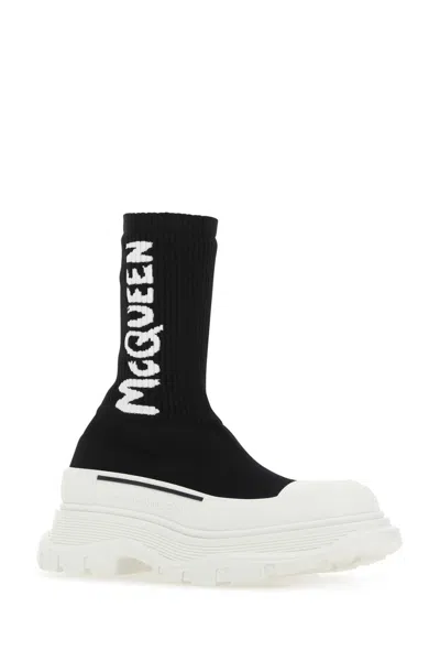 Alexander Mcqueen Tread Slick Graffiti Pull-on Boot Sneakers In Black