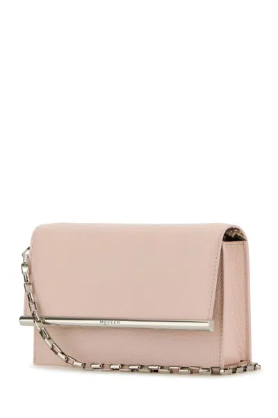 Alexander Mcqueen Pink Leather Mini Cross Bar Clutch