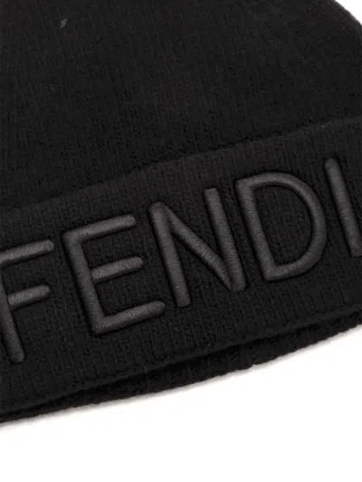 Fendi Black Log Hat Hats Black